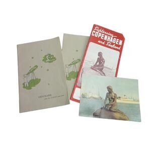 Vintage Denmark Copenhagen Brochure 1961 Mermaid Postcard Mogens Lind Book